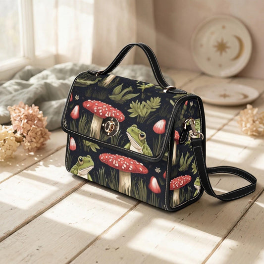 Frog Mushroom Satchel, Cottagecore Fairycore Crossbody Bag, Woodland Gift, Nature-Inspired Purse