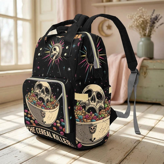 Skull Diaper Bag Backpack, Halloween Mom Pack, Baby Travel Organizer