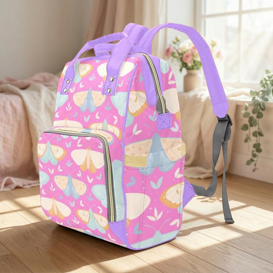 Butterfly Diaper Bag Backpack, Pink Mom Backpack, Baby Travel Bag, Pastel Stroller Bag