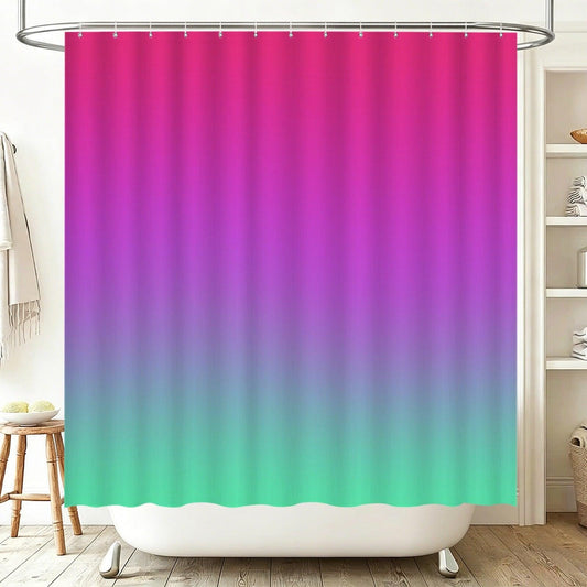Ombre Shower Curtain, Pink Purple Teal Gradient Bath Decor, Y2K Modern Statement