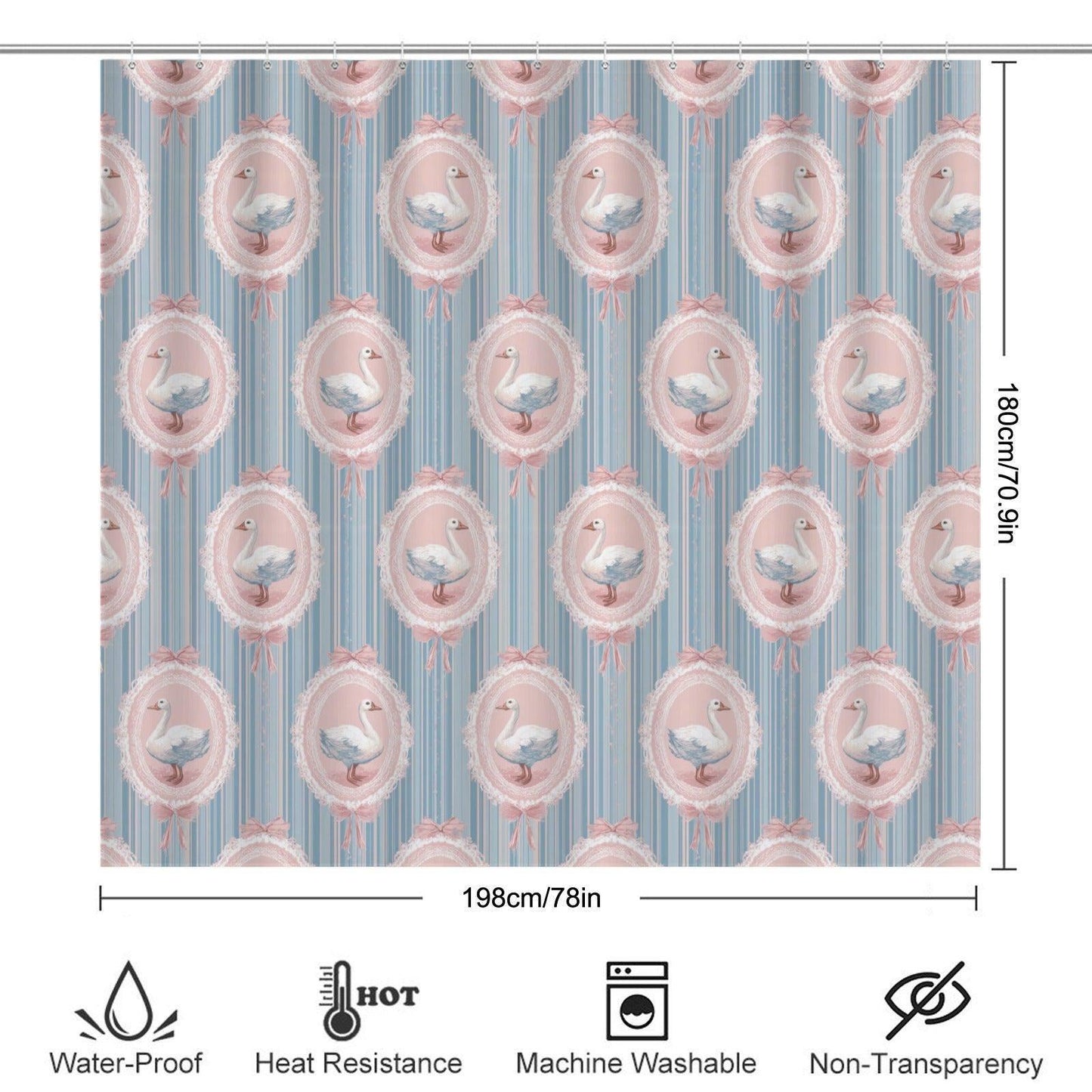 Swan Bathroom Rug Set, Coquette Cottagecore Bath Mat Trio, Pink Blue Powder Room Accessory