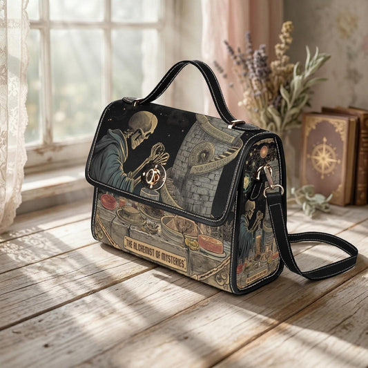 Dark Academia Alchemist Satchel, Gothic Skeleton Bag, Occult Vintage Apothcary Handbag