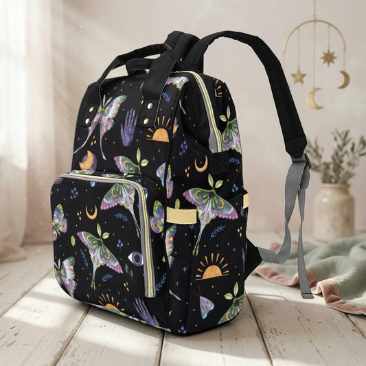 Celestial Diaper Bag Backpack, Witchy Mom Backpack, Baby Travel Organizer