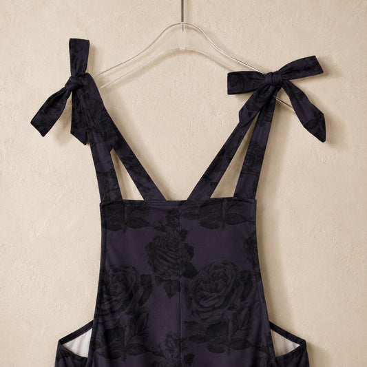 Purple Rose Overalls, Floral Loungewear Jumpsuit, Soft Goth One Piece