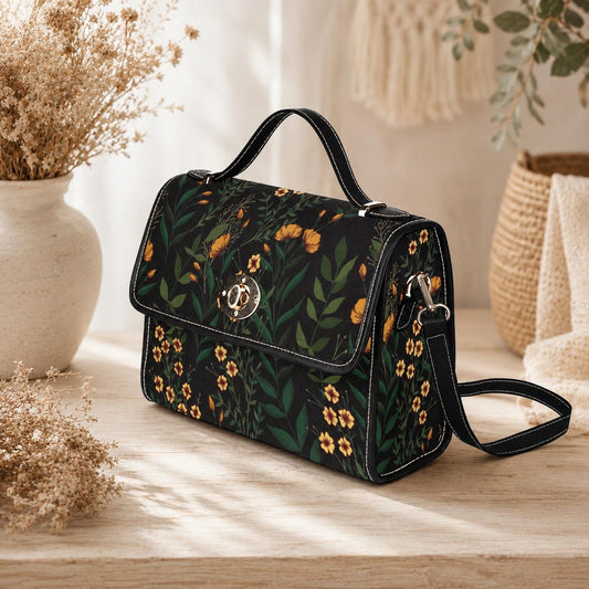 Floral Crossbody Bag, Wildflower Satchel Purse, Botanical Top Handle Handbag
