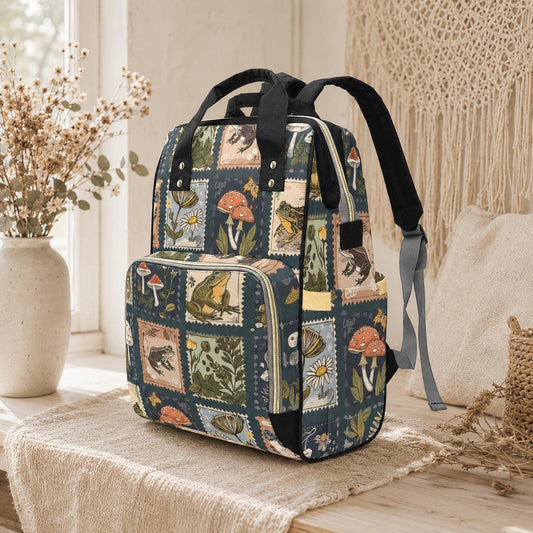 Frog Diaper Bag Backpack, Nature Stamp Baby Bag, Nursery Organizer
