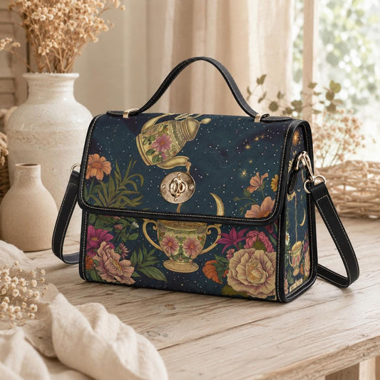 Whimsical Tea Party Purse – 'Spill the Tea' Teapot & Floral Print