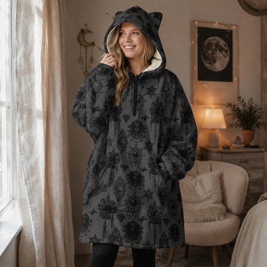 Gothic Hoodie Blanket, Dark Academia Wearable Blanket, Oversized Cozy Lounge Gift