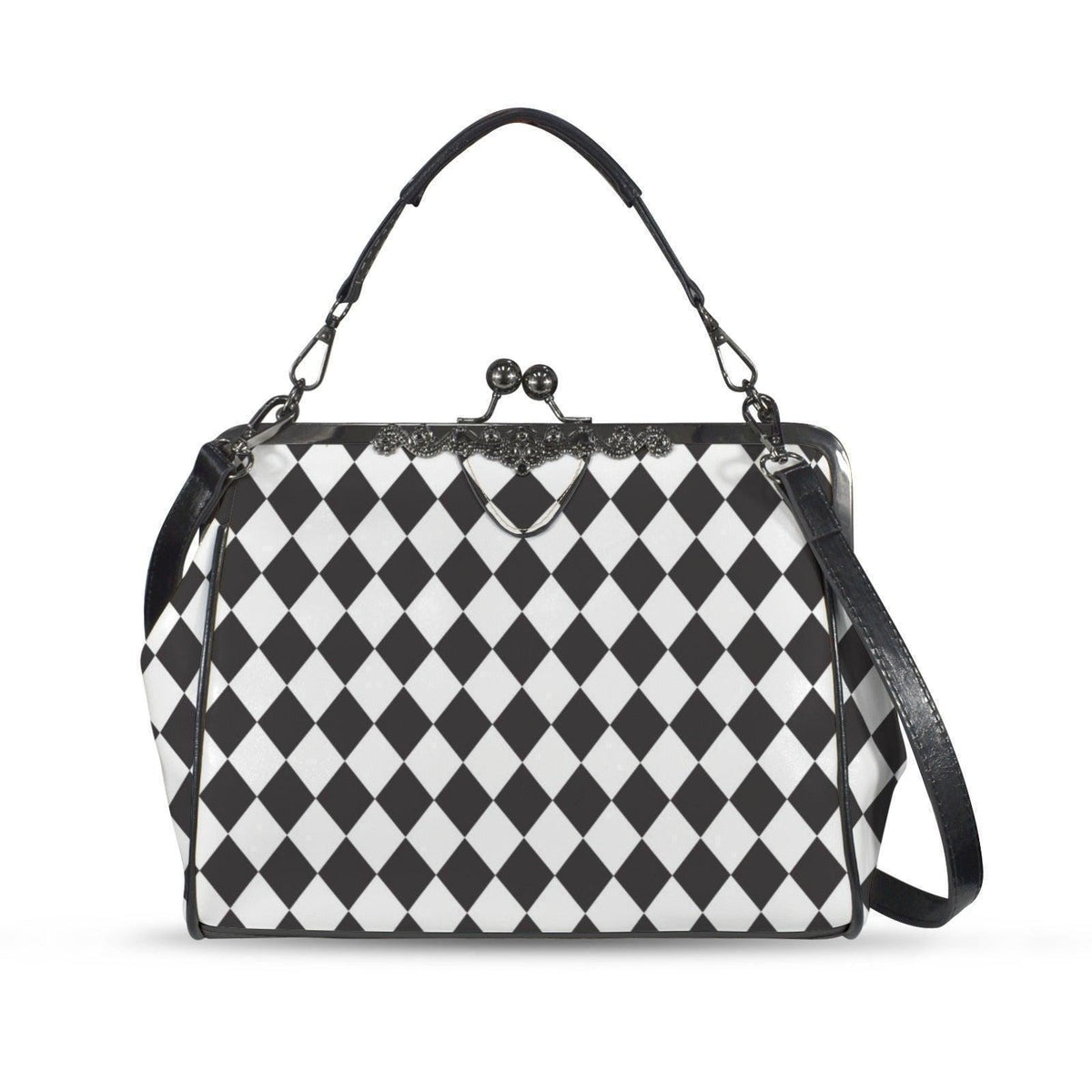 Black and White Harlequin Kisslock Handbag
