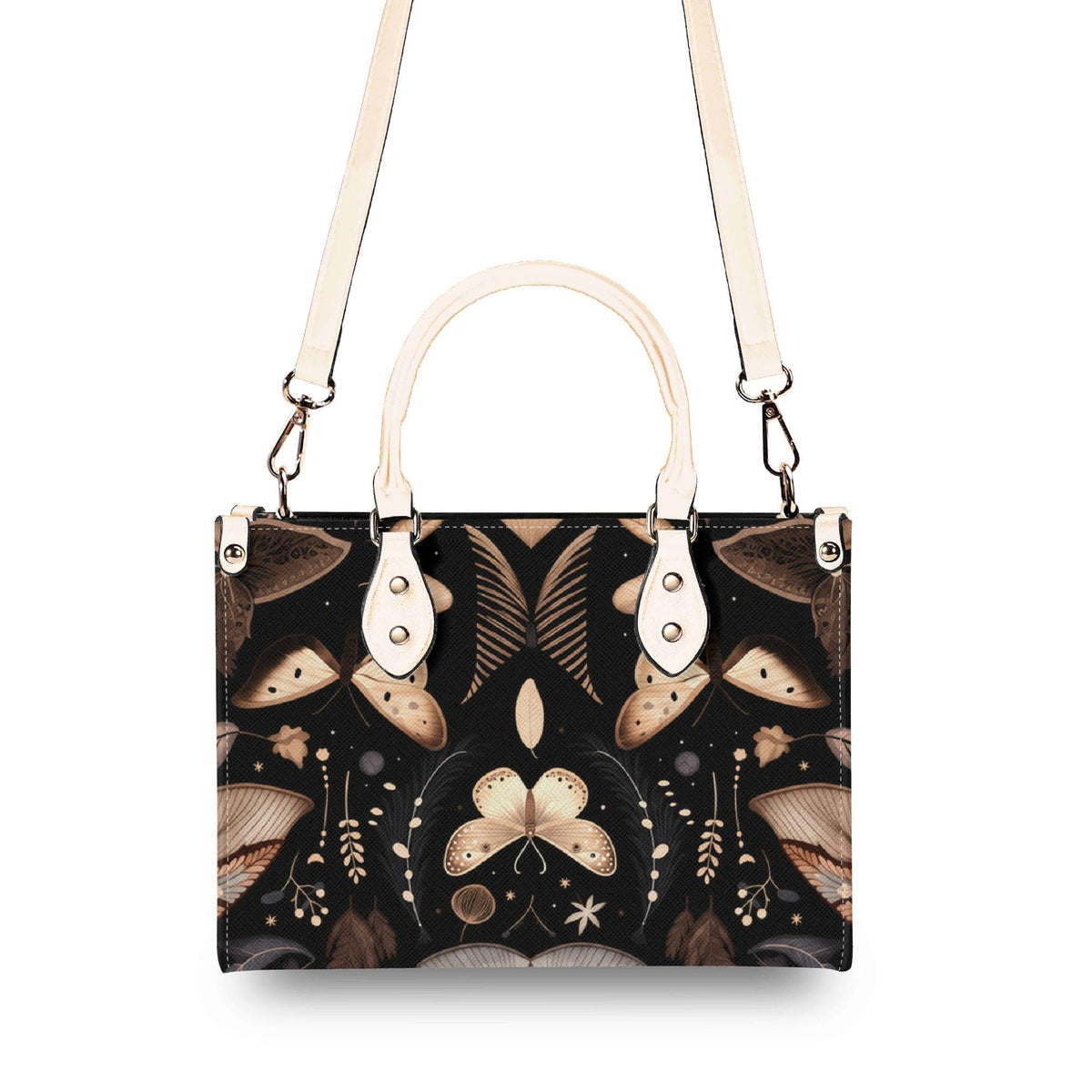 Whimsigoth Moth Print Top Handle Crossbody Bag, Botanical Butterfly Handbag