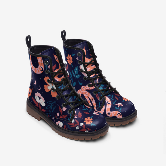 Witchy Flowers & Snakes Vegan Leather Unisex Boots