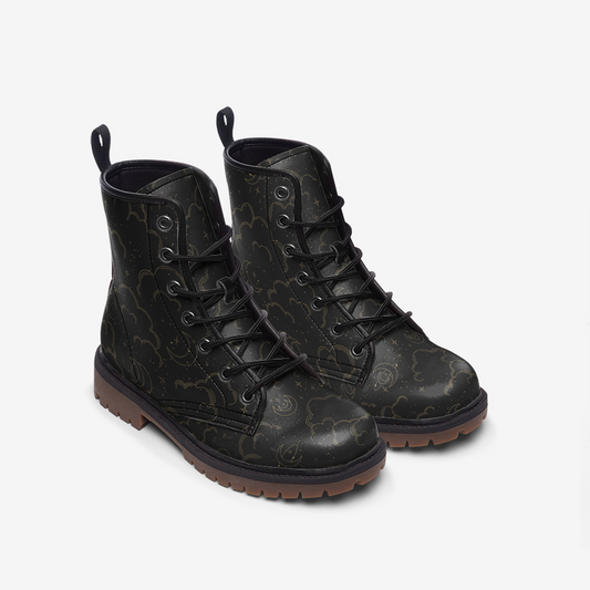 Night Sky Clouds Vegan Leather Unisex Boots