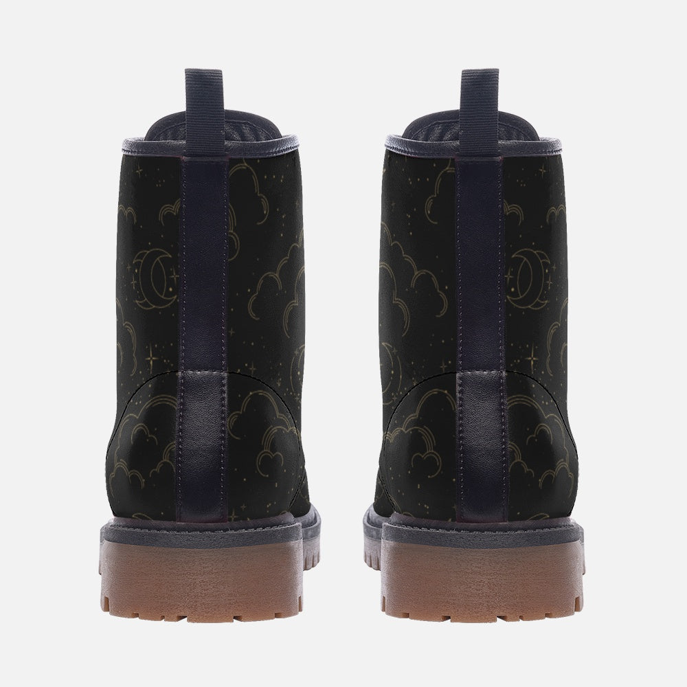 Night Sky Clouds Vegan Leather Unisex Boots