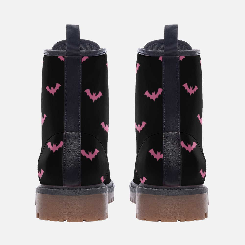 Goth Pastel Pink Bat Vegan Leather Unisex Boots