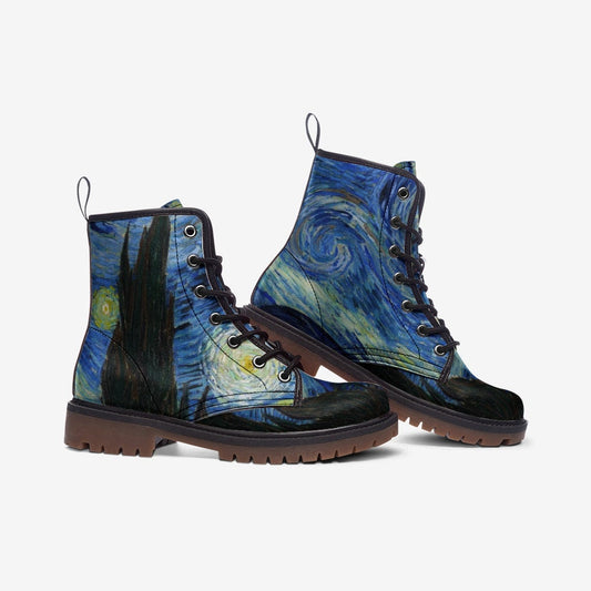 Starry Night Van Gogh Vegan Leather Unisex Boots