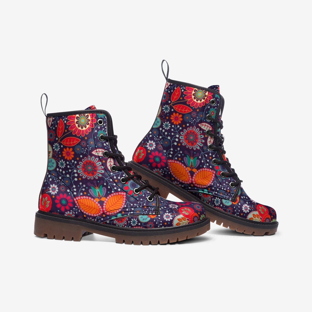 Boho Festival Flowers Vegan Leather Unisex Boots