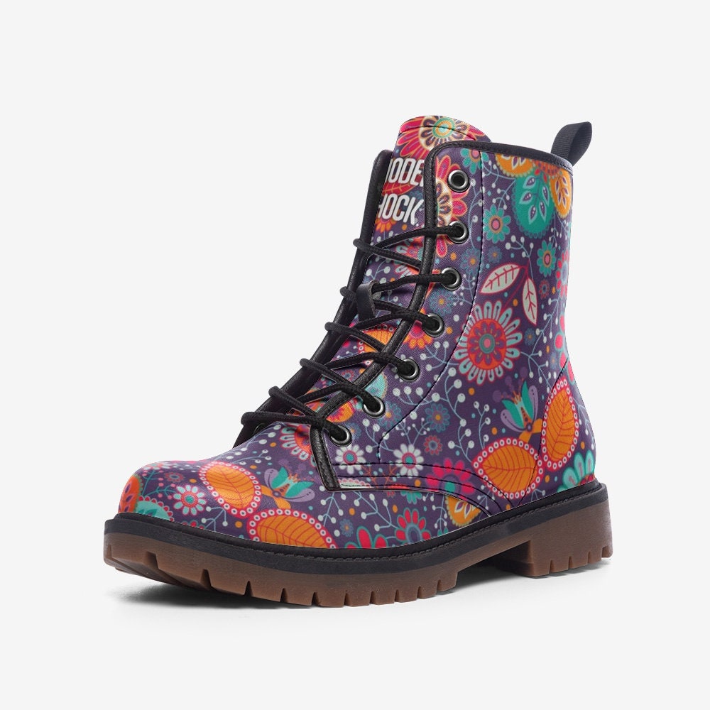 Boho Festival Flowers Vegan Leather Unisex Boots