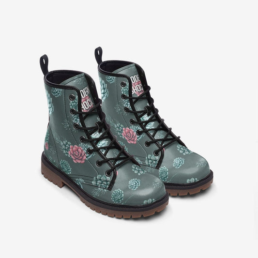 Succulents Dusty Green Vegan Leather Unisex Boots