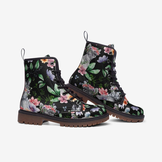 Boho Tropical Jungle Flowers Vegan Leather Unisex Boots