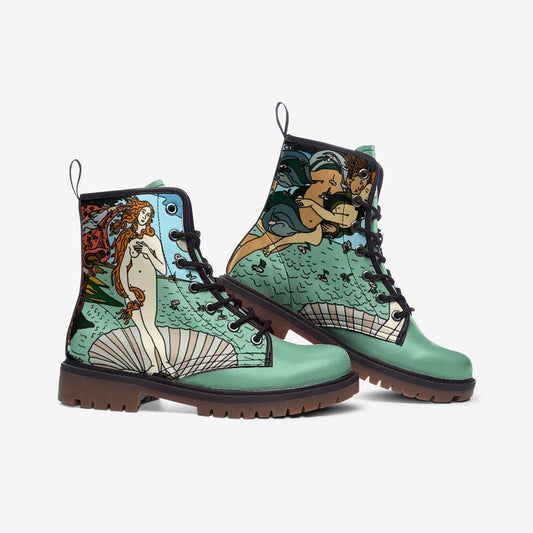 Venus Botticelli Pastel Green Vegan Leather Unisex Boots