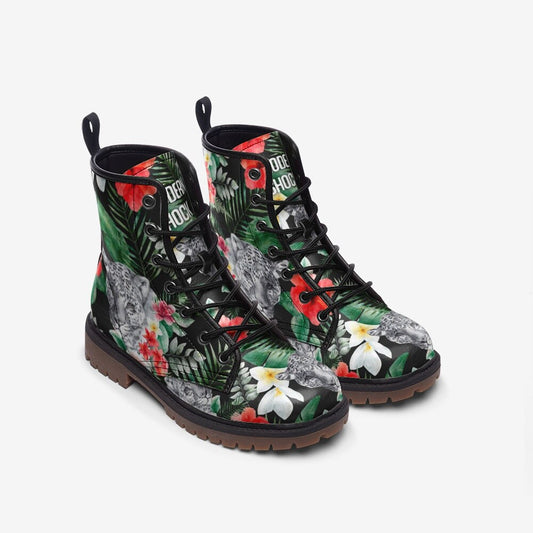 Tropical Jungle Green Vegan Leather Unisex Boots