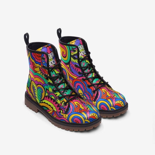 Trippy Rainbow Mandala Vegan Leather Unisex Boots