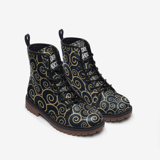 Black & Gold Swirls Boho Unisex Vegan Leather Boots