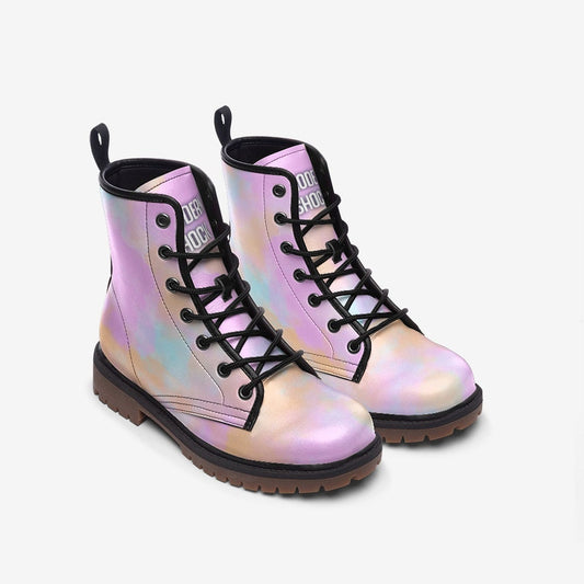 Rainbow Pastel Clouds Unisex Vegan Leather Boots