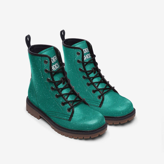 Festival Green Abstract Vegan Leather Unisex Boots