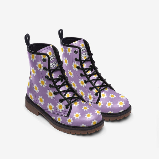 Purple Daisies Vegan Leather Unisex Boots