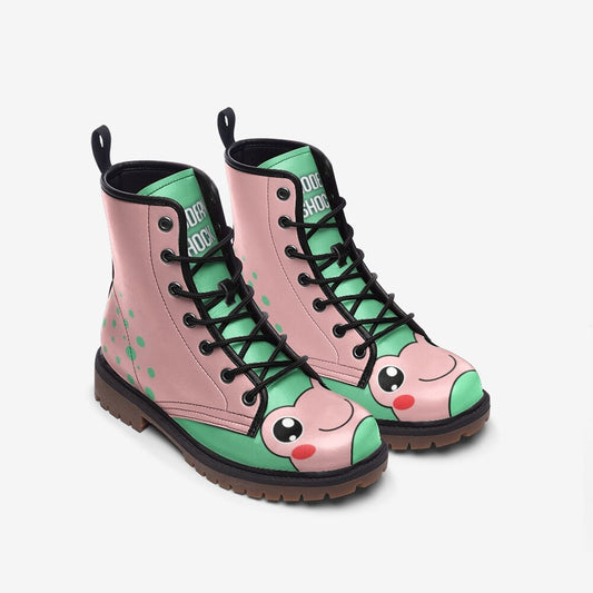 Frog Green & Pink Vegan Leather Unisex Boots