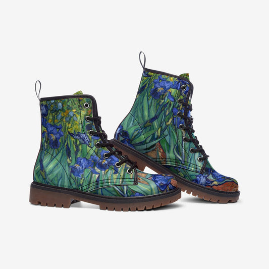 Irises Van Gogh Leather Vegan Leather Unisex Boots