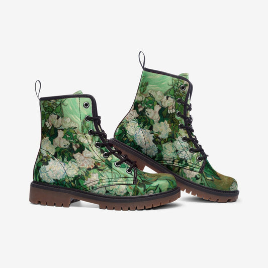 Vase With Roses Van Gogh Vegan Leather Unisex Boots
