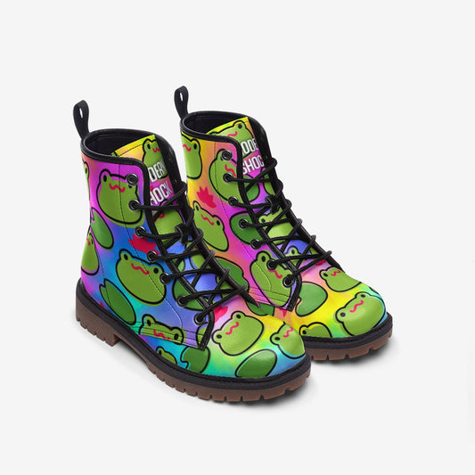 Rainbow Frogs Vegan Leather Unisex Boots