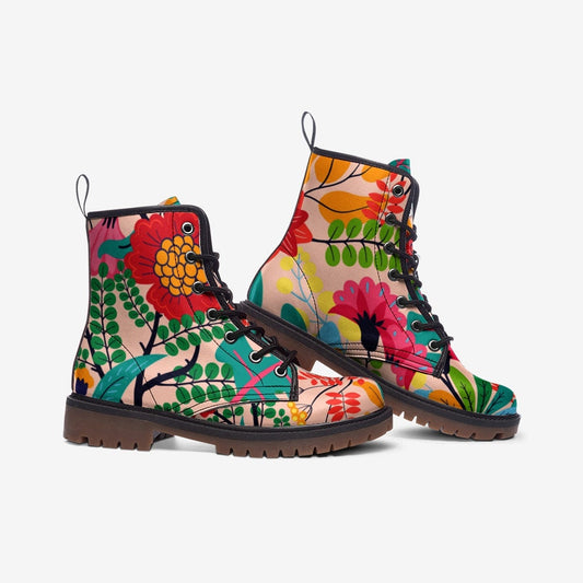 Tropical Flower Vegan Leather Unisex Boots