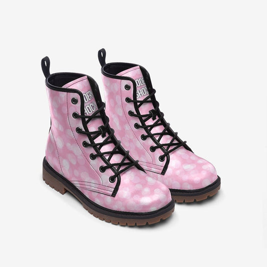 Pastel Pink Glimmer Vegan Leather Unisex Boots