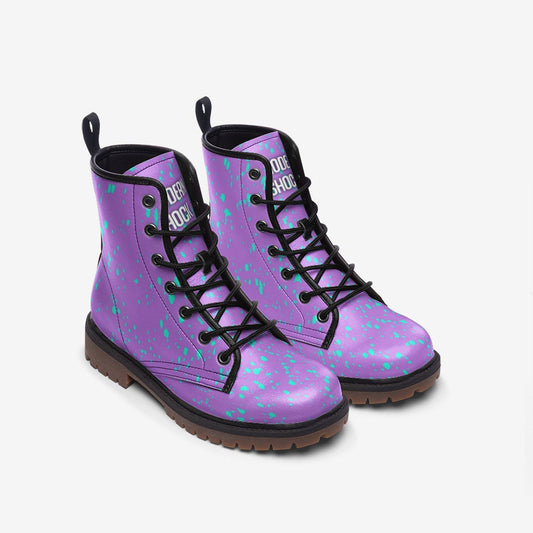 Y2k Neon Purple Blue Vegan Leather Unisex Boots