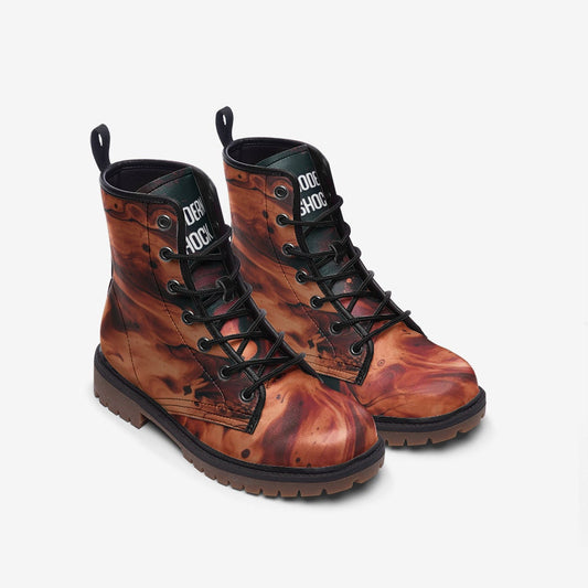 Dark Brown Marble Vegan Leather Unisex Boots