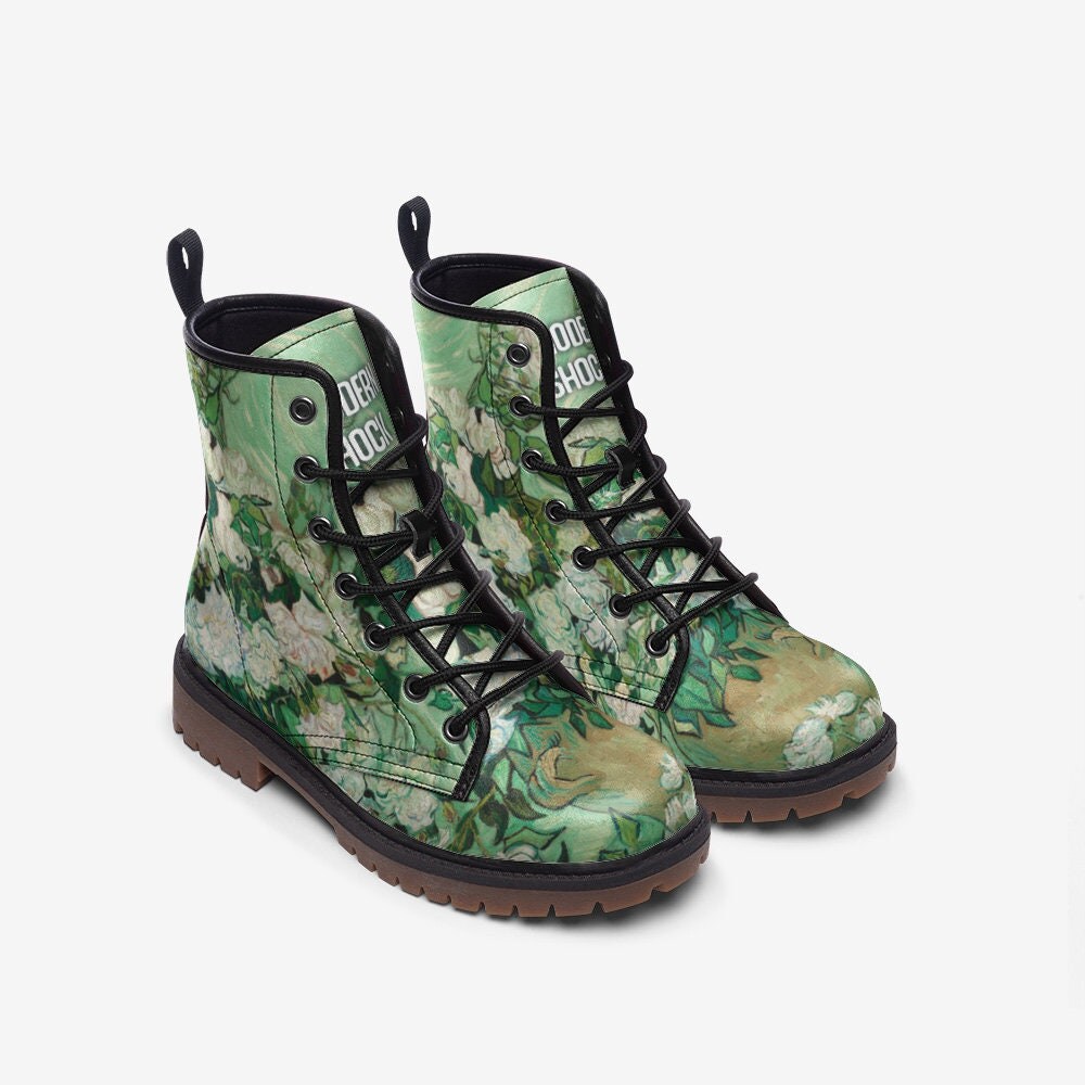 Vase With Roses Van Gogh Vegan Leather Unisex Boots