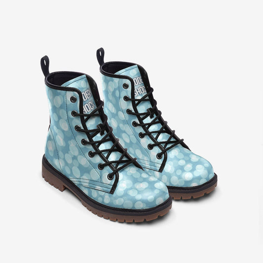 Y2k Pastel Blue Glimmer Vegan Leather Unisex Boots