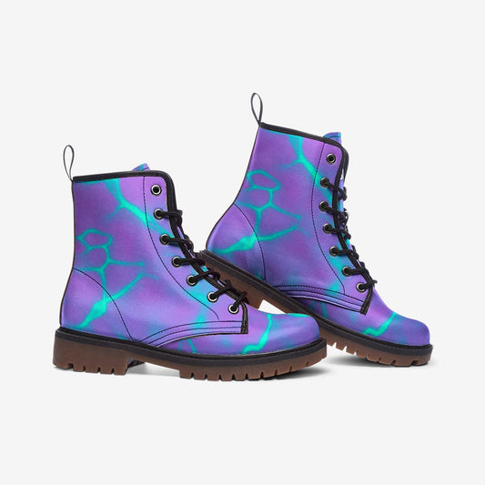 Y2k Neon Purple & Blue Vegan Leather Unisex Boots