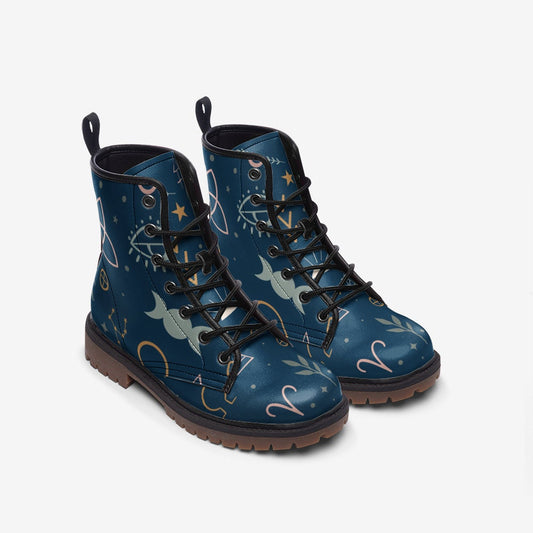 Wicca Navy Vegan Leather Unisex Boots