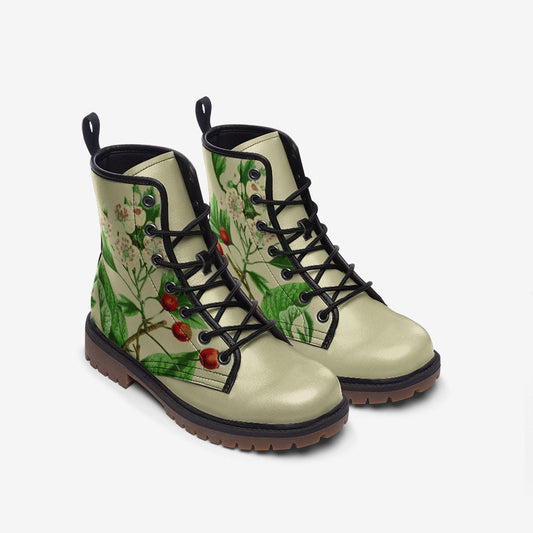 Vintage Flowers Dusty Green Vegan Leather Unisex Boots