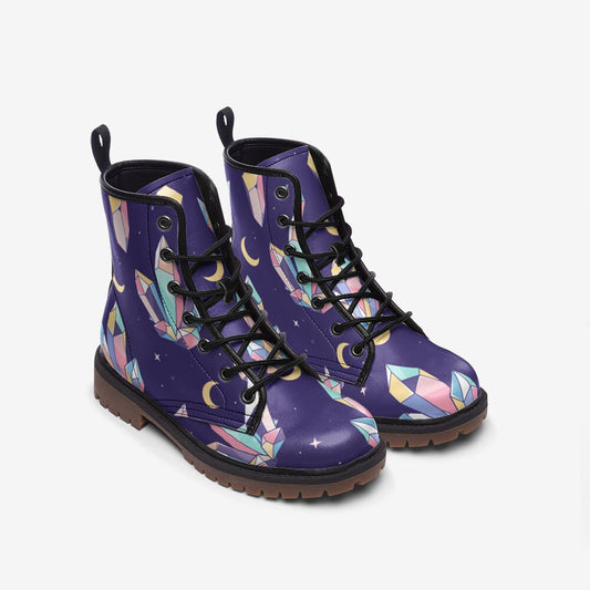 Kawaii Crystals Purple Vegan Leather Unisex Boots
