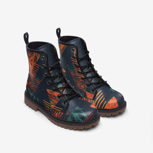 Ethnic Tribal Blue Vegan Leather Unisex Boots