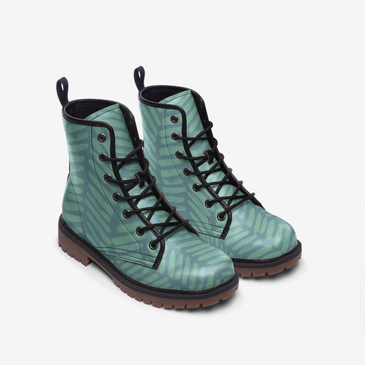 Abstract Green Vegan Leather Unisex Boots