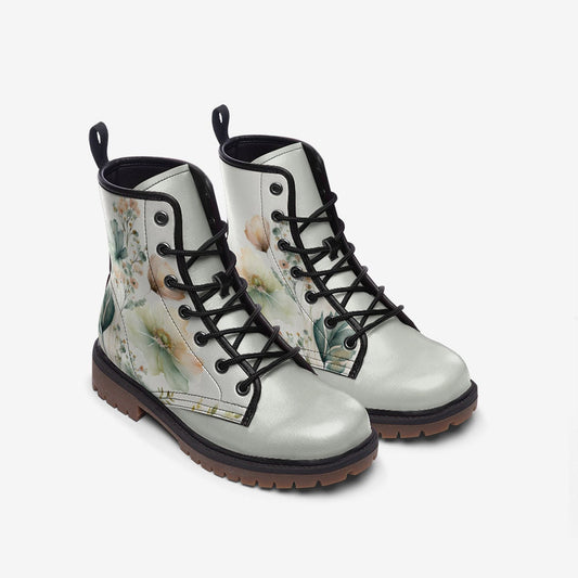 Pastel Floral Light Vegan Leather Unisex Boots