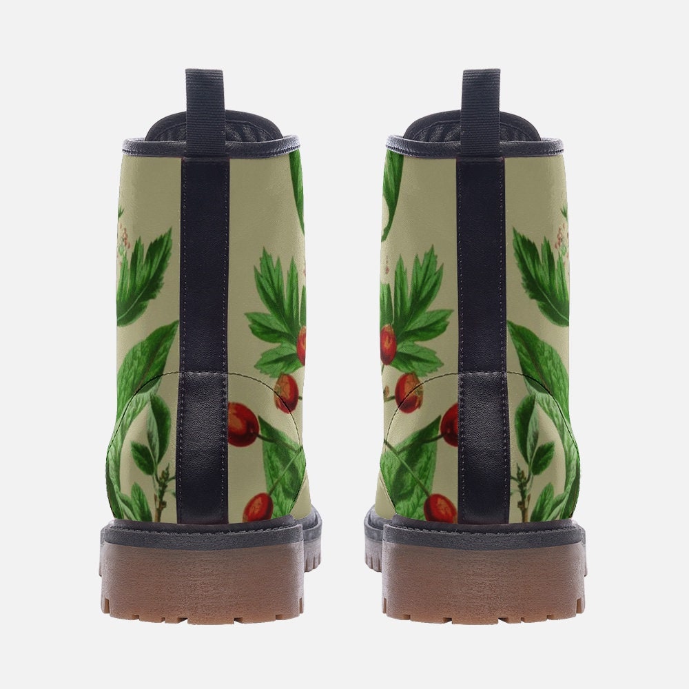 Vintage Flowers Dusty Green Vegan Leather Unisex Boots