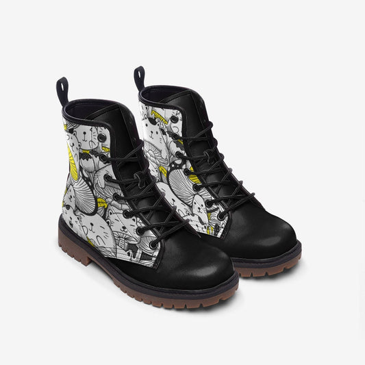 Mushroom Cats Vegan Leather Unisex Boots