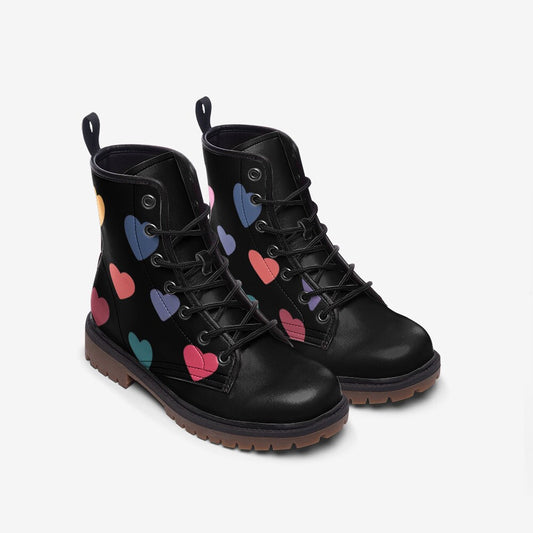 Pastel Goth Kawaii Hearts Vegan Leather Unisex Boots